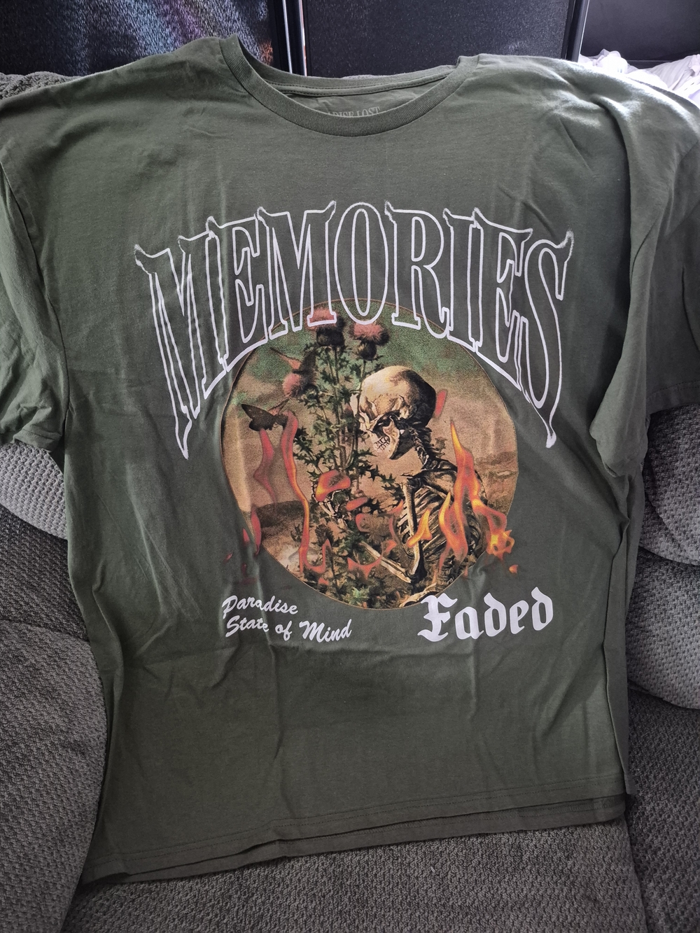 Paradise Lost Green Men's T-Shirt 2XL Crew Neck Short Sleeve Skull Graphic Print